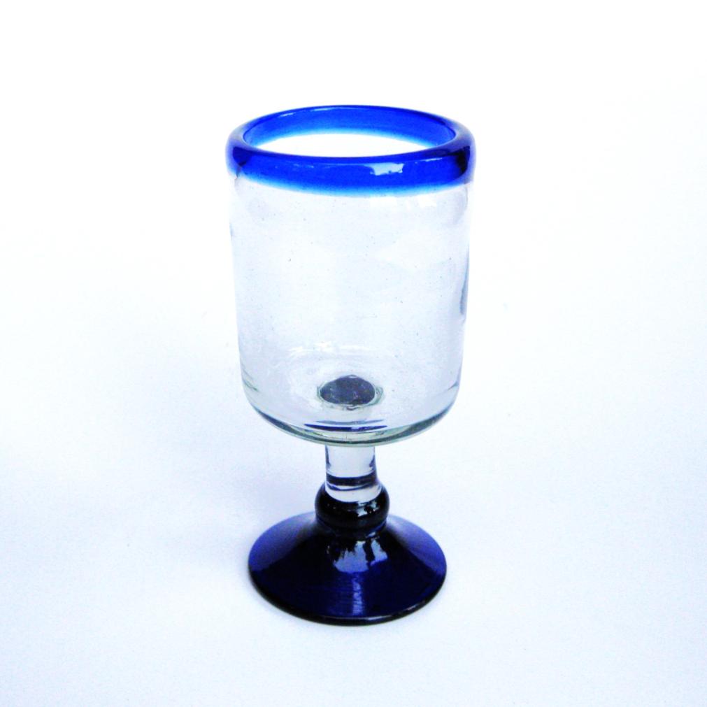 Colored Rim Glassware / Cobalt Blue Rim 8 oz Small Wine Goblets (set of 6) / Wine tasting has never been this colorful. Small wine goblets for the enjoyment of red or white wines, each comes adorned with a cobalt blue rim.
